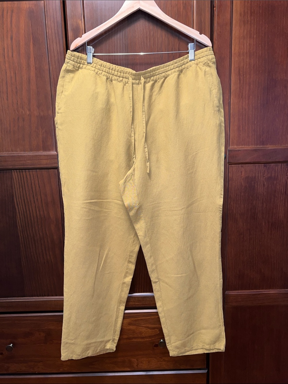 J.Jill Linen Coastal Fisherman Drawstring Pants XL Mustard Ochre